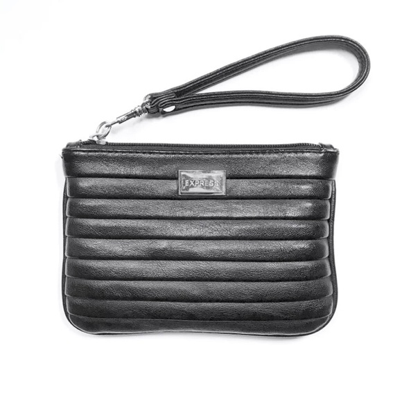Express Pleaded Black Wristlet - Picture 1 of 4